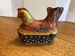 Vintage BALDWIN MFG CO Tin Litho LITTLE RED HEN Wind-up Clucking Chicken - Picture 1 of 7