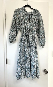 Vanessa Fox Lowell dress cotton Paisley Large L Blue Flower Print - Picture 1 of 5
