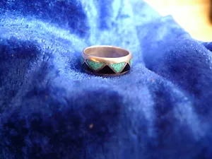 Anello Argento, Bella, vecchio Anello Argento Sterling, con Turchese E Onice - Foto 1 di 1