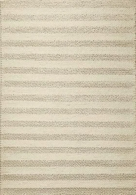 3英尺x5英尺白色象牙色手工编织Knobby康沃尔条纹室内小地毯 — 第 1/4 张图片