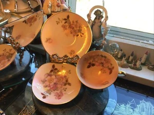 ANTIQUE VICTORIAN tea cup & Saucer Schumann Arzberg Wild Rose & Trinket Dish - Picture 1 of 14