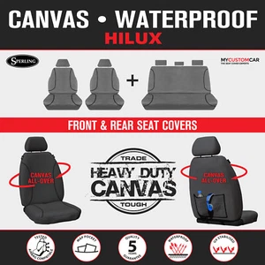 For Toyota HiLux Dual Cab 2009-2015 TRADIES Grey Canvas Seat Covers - Picture 1 of 13