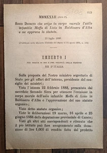 Baldissero D'Alba 1888 Regio Erlass X Kindergarten - Bild 1 von 1