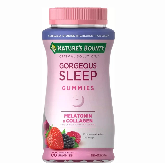 Gorgeous Sleep Melatonin 5mg Gummies with Collagen Fruit Flavors, 60ct check BB! - Image 1 of 1