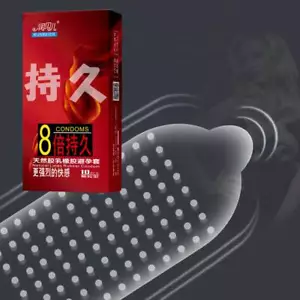 10Pcs/Box Adult Condoms Natural Latex Sensitive Dotted Massage Ribbed Stimulate - Picture 1 of 11