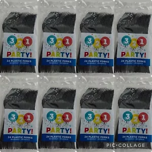 192 Piece Reusable Washable Black Forks Party New - Picture 1 of 3