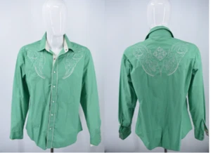 Ace of Diamond USA Pearl Snap Front Western Shirt - Embroidered - Mens XL -Green - Picture 1 of 14