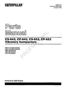 Caterpillar CS 643 CP 643 CS 653 CP 653 Vibratory Compactor Parts Catalog Manual - Picture 1 of 1