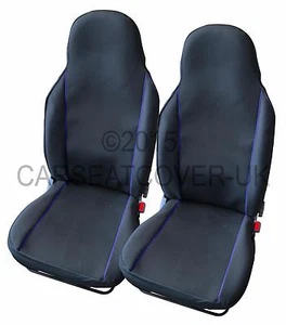 For Honda Jazz - Pair of UK MADE Black & Blue Trim Car Seat Covers - Picture 1 of 2