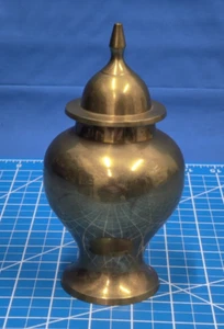 Vintage Solid Brass Urn, Jar With Lid 8.5" Nice Patina 42498 - Picture 1 of 8