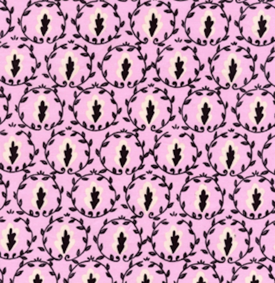 Sale - McKenzie - Leaves -  Dena Designs DF72 Black/Pink 32 Inches - Image 1 of 1