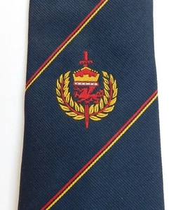 Heraldic tie Red Welsh dragon sword crown laurel wreath company town club - Picture 1 of 3