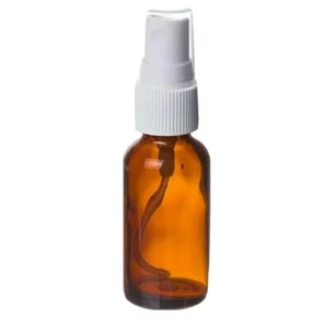  2 Amber 2oz Boston Round Glass Bottle White Spray Fine Ribbed Mist Sprayer 60ml - Picture 1 of 2