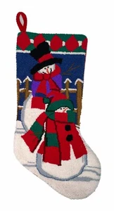 19” Snowman Family Christmas Stocking Tufted Hooked Bright Colorful - Picture 1 of 4