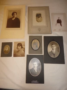 8  Antique  Early 1900's Cabinet Photos LOT - Men  Women Assorted Sizes - Picture 1 of 5