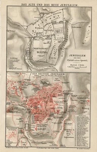 1899 = Altes und Neues JERUSALEM = Alte Topographische Karte = OLD MAP - Bild 1 von 1