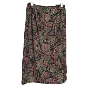 Gonna di classe JM Collection ~ taglia 10 ~ multicolore ~ metà polpaccio ~ paisley - Foto 1 di 4