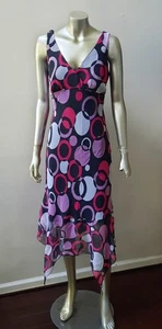 VESTIDO MIDI Y2K 90S GEOMÉTRICO ETÉREO COQUETA HADA CAPRICHO TIBURÓN MORDIDA DOBLADILLO 6 - Imagen 1 de 6