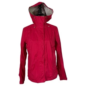 LL Bean Full Zip Windbreaker Rain Jacket Red Packable Hood Women’s SMALL - Picture 1 of 13
