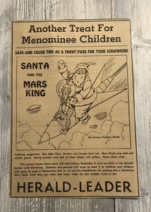 Vintage Babbo Natale e il Re di Marte concorso da colorare ritaglio giornale 0C25 - Foto 1 di 2