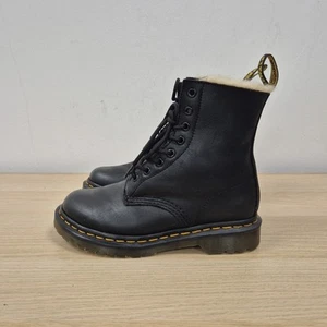 Dr Martens 1460 Serena stivali Bex grossi foderati in pelliccia nera alla caviglia UK 4 # - Foto 1 di 9