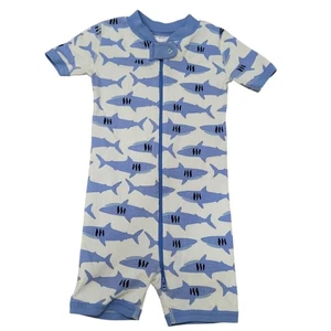 Hanna Andresson Toddler 2 Way Zip Shortie Sleeper Bubbles the Shark on Ecru 2T - Picture 1 of 9