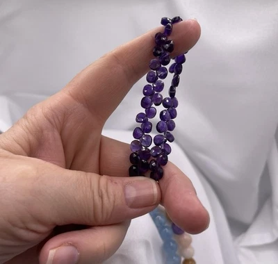 AA + натуральный аметист ограненный груши сердце Briolette драгоценных камней бисер Craft 26шт - Изображение 1 из 4