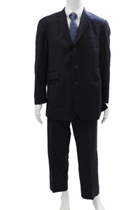 Conjunto de traje de tres botones azul Etro Milano para hombre con cuello liso con muescas talla 52 - Imagen 1 de 12