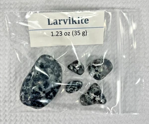 Larvikit Trommelsteine 1,23 oz - Schwarz & Silber polierte Kristalle - Bild 1 von 4