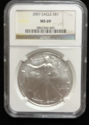 NGC MS69 2007 Silver Eagle - plata fina Troy de 1 oz Foto 1 de 2