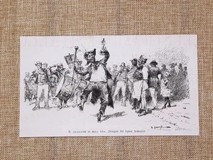 Napoli nel 1881 Guaglione di malavita mala vita Moda costume Disegno di Armenise - Imagen 1 de 1