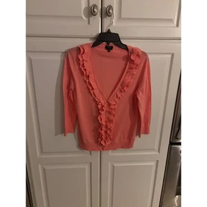 Talbots Damen Strick Cardigan Pullover Pfirsich Rüschenbesatz Baumwolle, Größe S - Bild 1 von 5