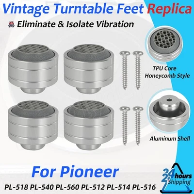 Pies tocadiscos vintage de 4 piezas para Pioneer PL-512/514/516/518/540/560 aluminio y TPU Foto 1 de 4