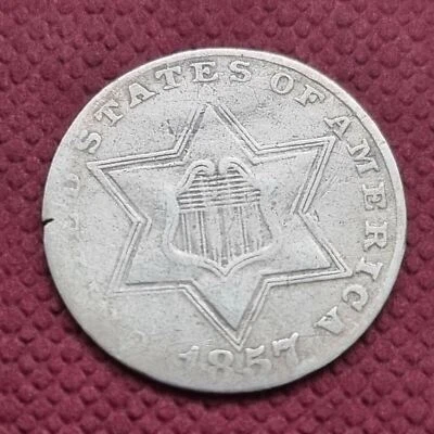 1857 Three Cent Piece Silver Trime 3c Better Grade #44138 - Image 1 of 2