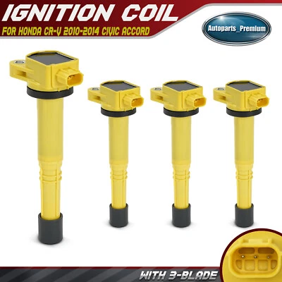 4x Bobina de encendido amarilla para Honda CR-V 2010-2014 Civic Accord Acura ILX L4 2,4 L Foto 1 de 4