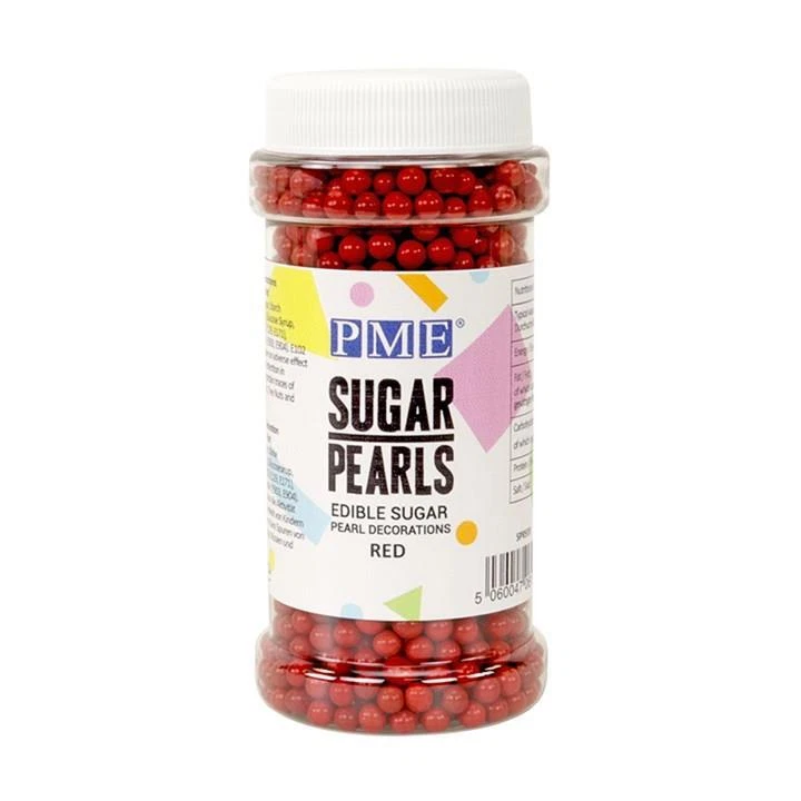 Edible Cake Decoration Pearls Red 100g 3.5 oz Sugar Cupcake Topper - Image 1 of 1