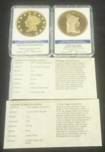 1938 LIBERTY EAGLE & 1796 TURBAN QUARTER EAGLE REPLICAS COPPER.REDUZIERT 5/7(2647) - Bild 1 von 3