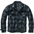 Brandit Lumber Jacket Mens Padded Flannel Coat Check Shirt Warm Black Grey