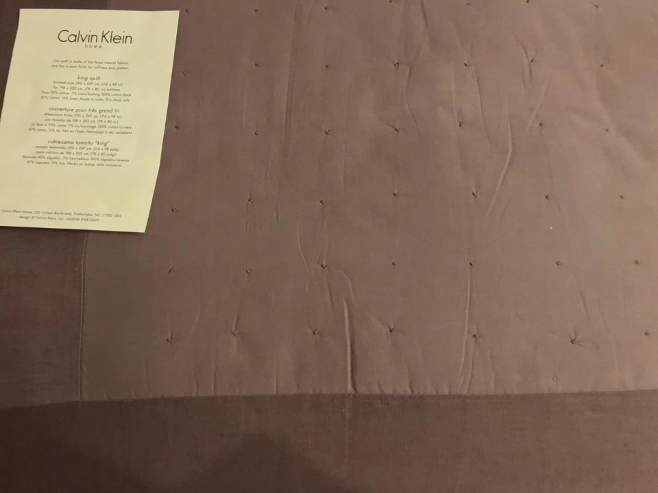 Calvin Klein Algodón Lino Punto King Edredón Cobertor Glicinia Nuevo Foto 1 de 4