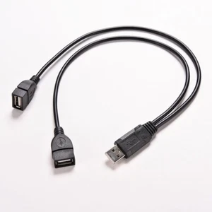 USB Male to Dual USB Female Hub Cord Power and Data in a Single Connection - Picture 1 of 11
