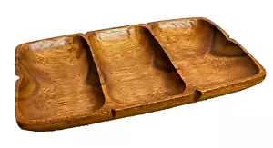 NOS Philippines Handcrafted Monkey Pod Wood Carved Divided Serving Tray Dish - Picture 1 of 7