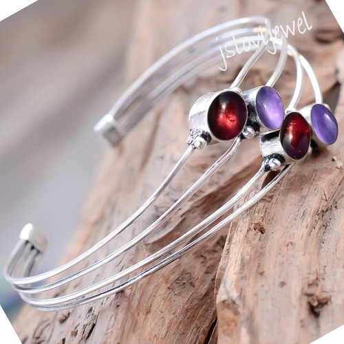 VALENTINO Bracciale in argento sterling 925 con pietre preziose granato e ametista miglior regalo