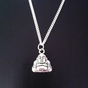 buddha pendant necklace silver plated  18" curb chain - Picture 1 of 1