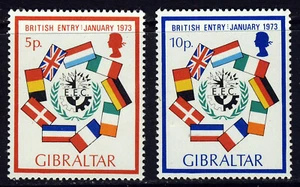 GIBRALTAR Queen Elizabeth II 1973 Britain Entry To EEC Set SG 308 & SG 309 MNH - Bild 1 von 2