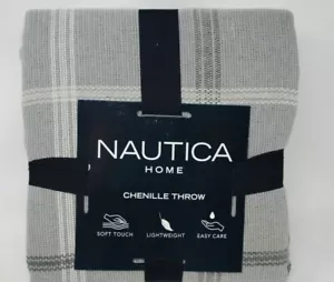 Nautica Benchley Chenille Tiro Gris Cuadros 60 x 70 Algodón Polietileno Mezcla NUEVO - Imagen 1 de 5