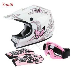 DOT Youth Kids Helmet Dirt Bike ATV Motocross Off-Road S/M/L/XL Goggles Gloves