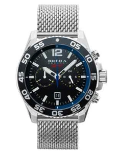 NEW Brera Orologi MISTRAL Mens Silver/Black Chronograph Watch BRSPMIC4401-SS-MIL - Picture 1 of 3
