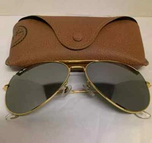 RAY-BAN AVIATOR SUNGLASSES GOLD FRAME W/ SILVER MIRRORED LENS RB3025 001/30 62m - Picture 1 of 3