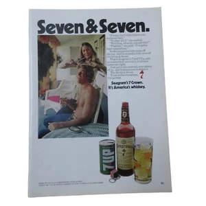 Seagram's Seven & Seven Cocktail 1974 - Anuncio impreso vintage - Imagen 1 de 3