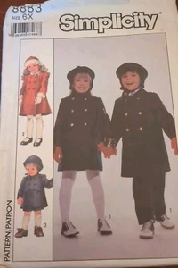 Toddler Double breasted coat jacket cap hat pattern 8883 size 6X UNCUT - Picture 1 of 3